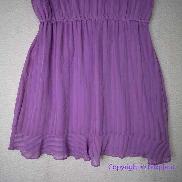 Hutch Anthropologie A Line Dress Pleated Short Sleeve V Neck Purple,‎ size XL - Picture 3 of 15